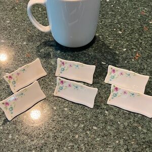 Floral Ceramic placecards - Set of 6
